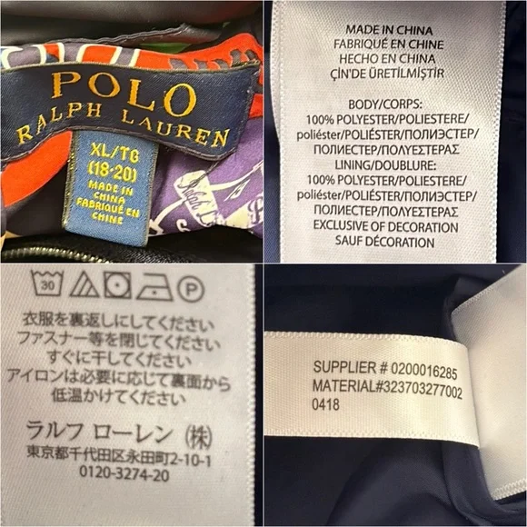 Ralph Lauren Polo navy blue hidden hood full zip windbreaker